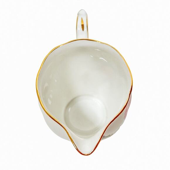 Bone China Mini Creamer Queen Anne Dundee Thistle Gold Trim Scalloped Edge 4 oz - Picture 4 of 11